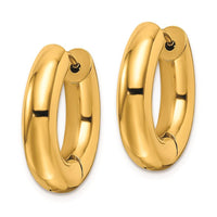 Stainless Steel Polished Yellow IP-plated 5mm Hinged Hoop Earrings ,