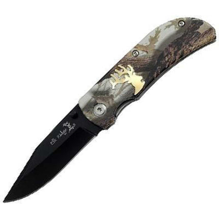 Elk Ridge Folding Knife - Drop Point Fine Edge Blade and Camo Handle | ER-118CA ,