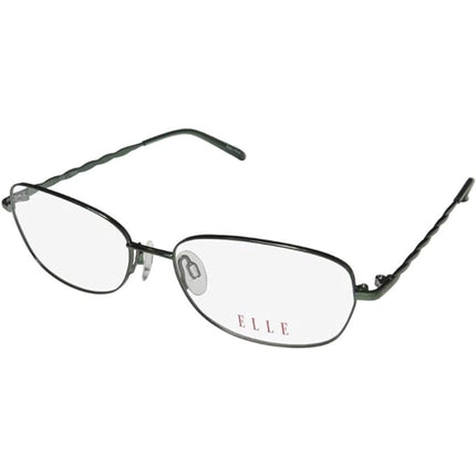 Elle Women's Eyeglasses - Antique Green Metal Oval Frame Demo Lens | ELLE 13366 GN ,