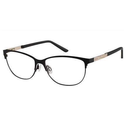 Elle Women's Eyeglasses - Black Metal Cat Eye Full Rim Frame Demo Lens | ELLE 13418 BK ,