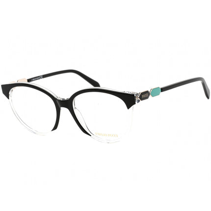 Emilio Pucci Women's Eyeglasses - Black and Crystal Oval Plastic Frame | EP5184 003 ,