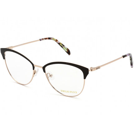 Emilio Pucci Women's Eyeglasses - Black/Gold/Havana Cat Eye Shape Frame | EP5087 005 ,
