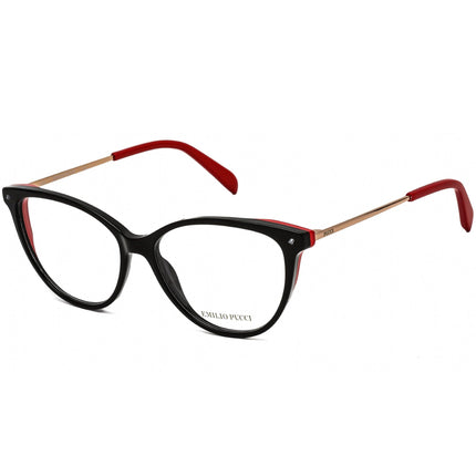 Emilio Pucci Women's Eyeglasses - Black/Gold/Red Cat Eye Shaped Frame | EP5119 005 ,