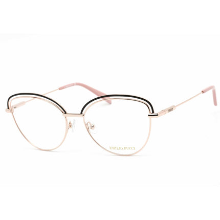 Emilio Pucci Women's Eyeglasses - Black/Rose Gold Metal Frame Clear Lens | EP5170 005 ,