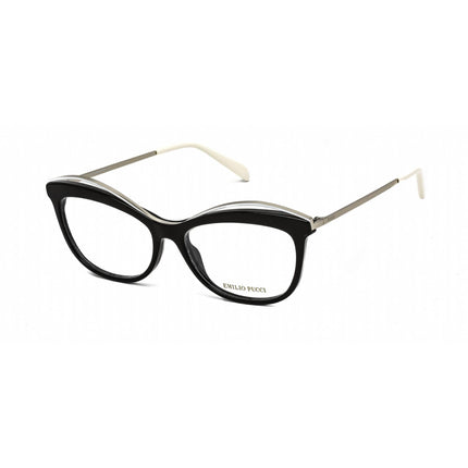 Emilio Pucci Women's Eyeglasses - Clear Demo Lens Black/Silver Plastic | EP5135 005 ,