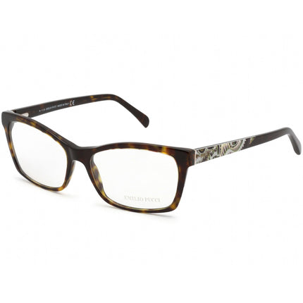 Emilio Pucci Women's Eyeglasses - Clear Lens Havana Rectangular Frame | EP5033 52 ,