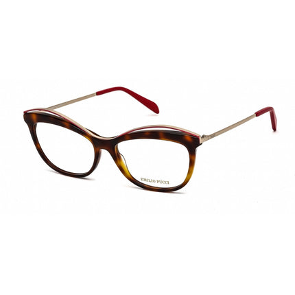 Emilio Pucci Women's Eyeglasses - Dark Havana and Gold Cat Eye Plastic | EP5135 052 ,