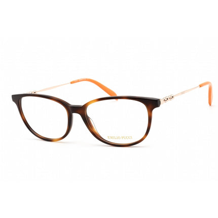Emilio Pucci Women's Eyeglasses - Dark Havana/Gold Oval Plastic Frame | EP5137 052 ,