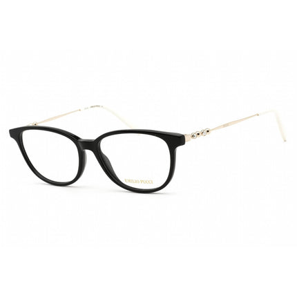 Emilio Pucci Women's Eyeglasses - Full Rim Shiny Black and Gold Plastic | EP5137 001 ,