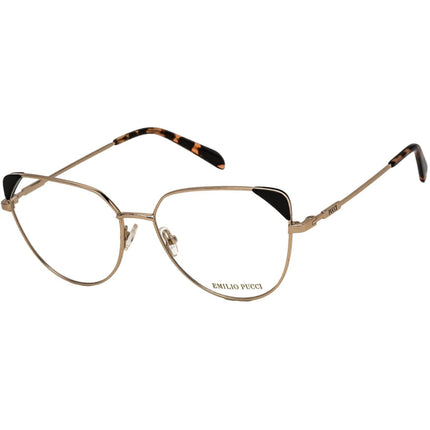 Emilio Pucci Women's Eyeglasses - Gold/Black/Havana Cat Eye Shape Frame | EP5112 033 ,