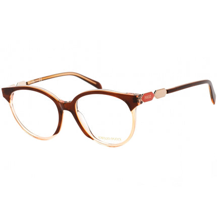Emilio Pucci Women's Eyeglasses - Havana and Orange Oval Plastic Frame | EP5184 056 ,