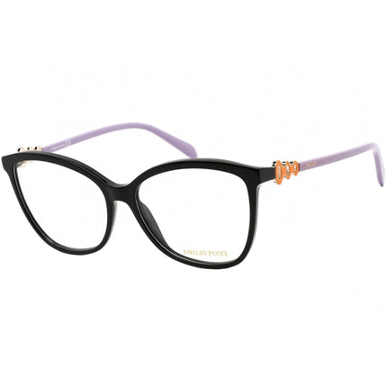 Emilio Pucci Women's Eyeglasses - Shiny Black and Purple Cat Eye Frame | EP5178 001 ,