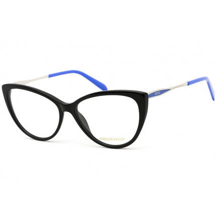 Emilio Pucci Women's Eyeglasses - Shiny Black/Blue/Silver Plastic Frame | EP5101 001 ,