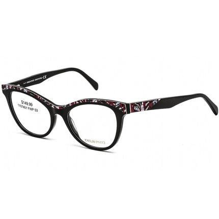 Emilio Pucci Women's Eyeglasses - Shiny Black/Red/White Plastic Frame | EP5036-3 001 ,
