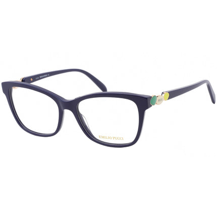 Emilio Pucci Women's Eyeglasses - Shiny Blue Rectangular Plastic Frame | EP5150 090 ,