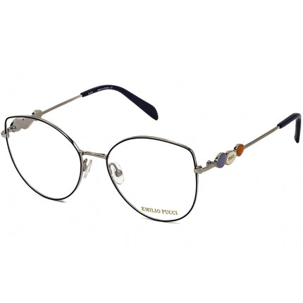 Emilio Pucci Women's Eyeglasses - Shiny Blue/Silver/Black Metal Frame | EP5144 090 ,