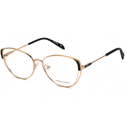 Emilio Pucci Women's Eyeglasses - Shiny Rose Gold and Black Metal Frame | EP5139 028 ,