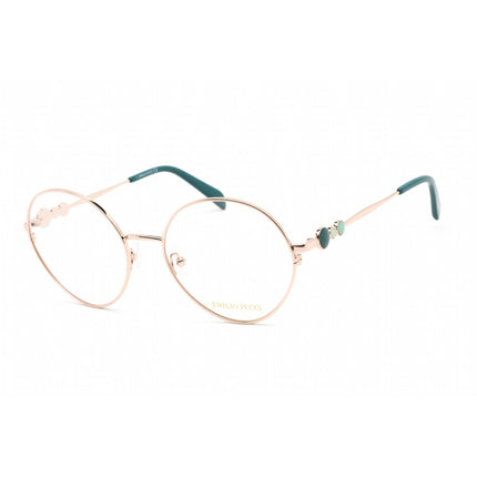 Emilio Pucci Women's Eyeglasses - Shiny Rose Gold Metal Round Shape Frame | EP5203 028 ,