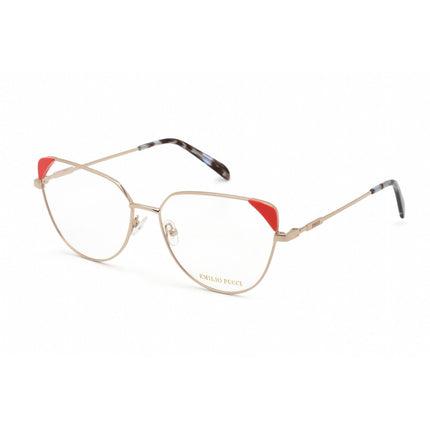 Emilio Pucci Women's Eyeglasses - Shiny Rose Gold/Coral/Blue Havana Metal | EP5112 028 ,