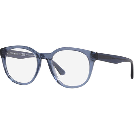 Emporio Armani Men's Eyeglasses - Shiny Transparent Blue Phantos Frame | 3207 5072 ,