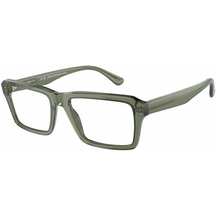 Emporio Armani Men's Eyeglasses - Shiny Transparent Green Plastic Square | 3206 5362 ,