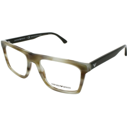 Emporio Armani Men's Eyeglasses - Striped Green Plastic Square Frame | 0EA3185 5902 ,