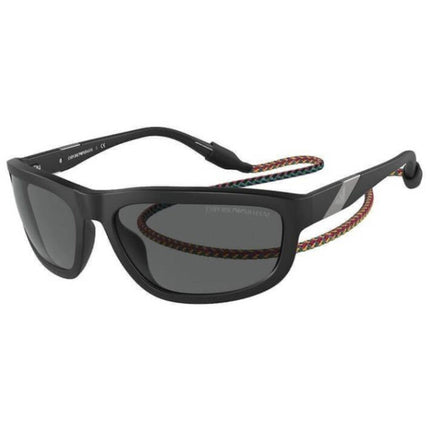 Emporio Armani Men's Sunglasses - Black Plastic Wrap Frame Grey Lens | 4183U 500187 ,