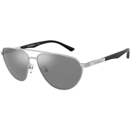 Emporio Armani Men's Sunglasses - Pilot Frame Grey Mirror Silver Lens | 2125 30456G ,