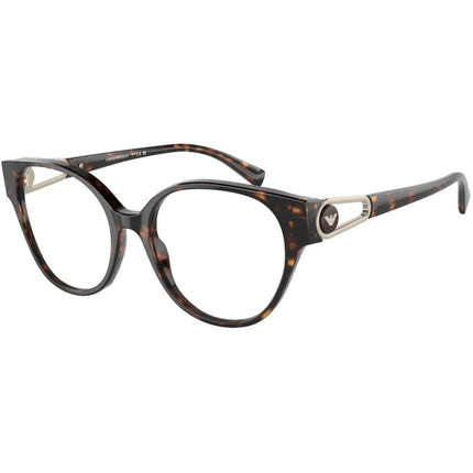 Emporio Armani Unisex Eyeglasses - Havana Acetate Metal Cat Eye Frame | 3211F 5026 ,