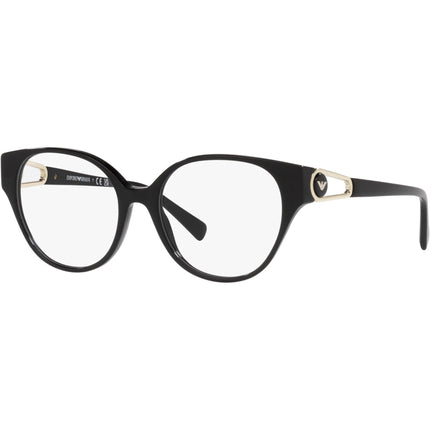 Emporio Armani Women's Eyeglasses - Shiny Black Plastic Round Full Rim | 3211 5017 ,
