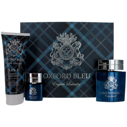 English Laundry Men's Personal Care Gift Set - Oxford Bleu Unique Charm, 3 Piece ,