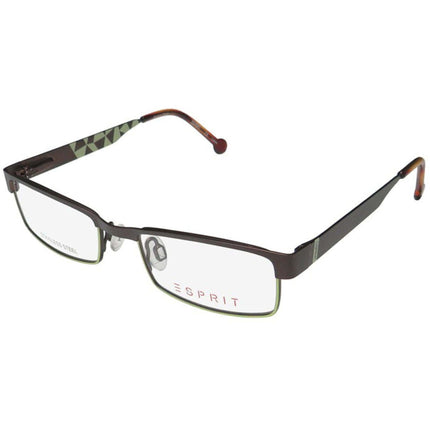 Esprit Unisex Eyeglasses - Brown Metal Full Rim Rectangular Frame | ESPRIT 17412 535 ,