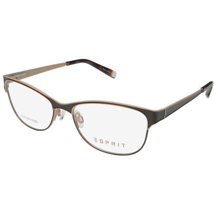 Esprit Women's Eyeglasses - Beige Metal Cat Eye Full Rim Frame | ESPRIT 17474 565 ,
