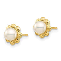 Madi K Kid's 14K 4-5mm White Button Freshwater Cultured Pearl Post Earrings ,