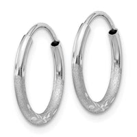 14k White Gold 1.5mm Diamond-cut Endless Hoop Earrings ,