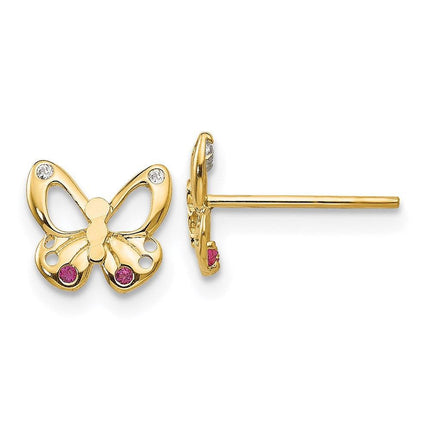 Madi K Kid's 14k CZ Butterfly Post Earrings ,