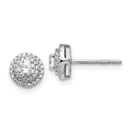 14k White Gold Diamond Cluster Earrings ,