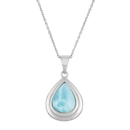 Sterling Silver Teardrop Larimar Pendant ,