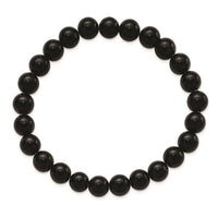 Black Agate Beaded Stretch Bracelet ,