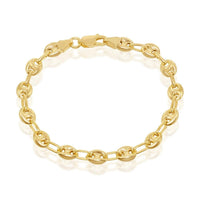 Sterling Silver 6mm Puffed Marina Chain - Gold Plated ,