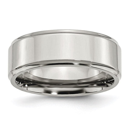 Stainless Steel Ridged Edge 8mm Polished Band ,