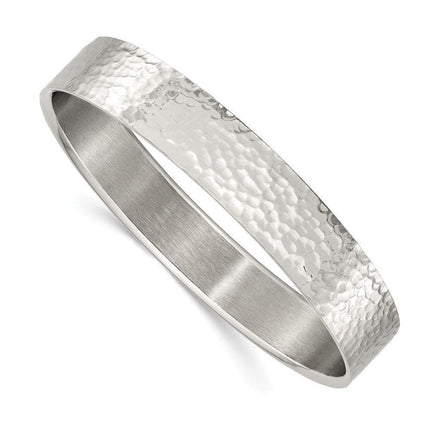 Stainless Steel Polished and Brushed Hammered Bangle ,