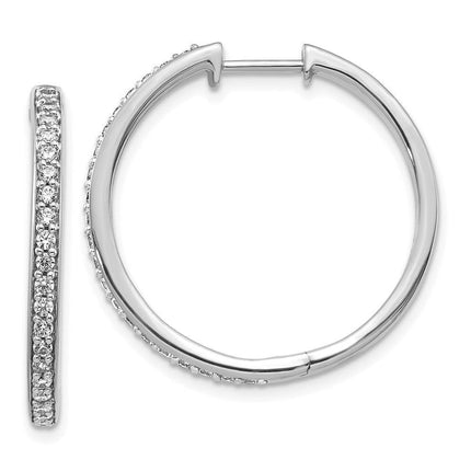 14k White Gold Diamond Hoop Earrings ,
