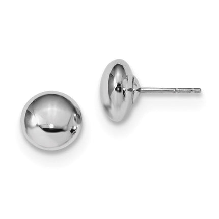 14k White Gold Polished Button Post Earrings ,