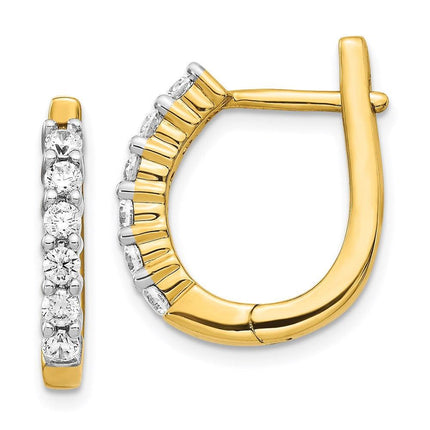 14k Diamond Hinged Hoop Earrings ,