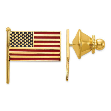 14k Enameled Flag Tie Tac ,