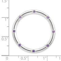 Sterling Silver Stackable Expressions Large Polished Amethyst Chain Slide ,