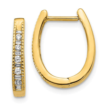 14k Diamond Hoop Earrings ,