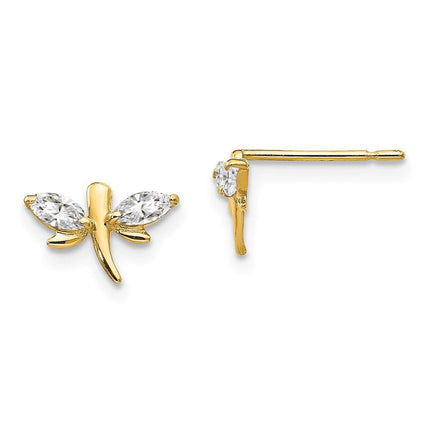 Madi K Kid's 14k  CZ  Dragonfly Post Earrings ,