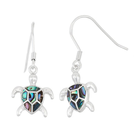 Sterling Silver Abalone Turtle Earrings ,